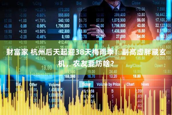 财富家 杭州后天起迎38天梅雨季！副高虚胖藏玄机，农友要防啥？