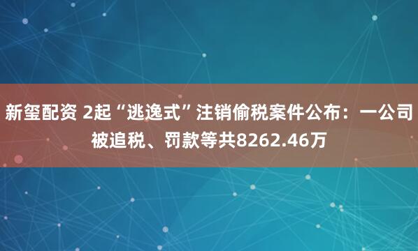 新玺配资 2起“逃逸式”注销偷税案件公布：一公司被追税、罚款等共8262.46万