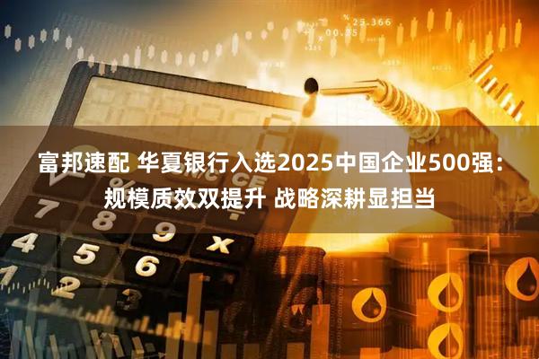 富邦速配 华夏银行入选2025中国企业500强：规模质效双提升 战略深耕显担当