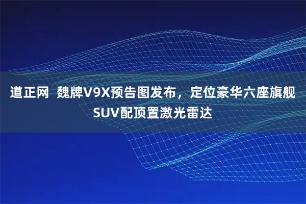 道正网  魏牌V9X预告图发布，定位豪华六座旗舰SUV配顶置激光雷达